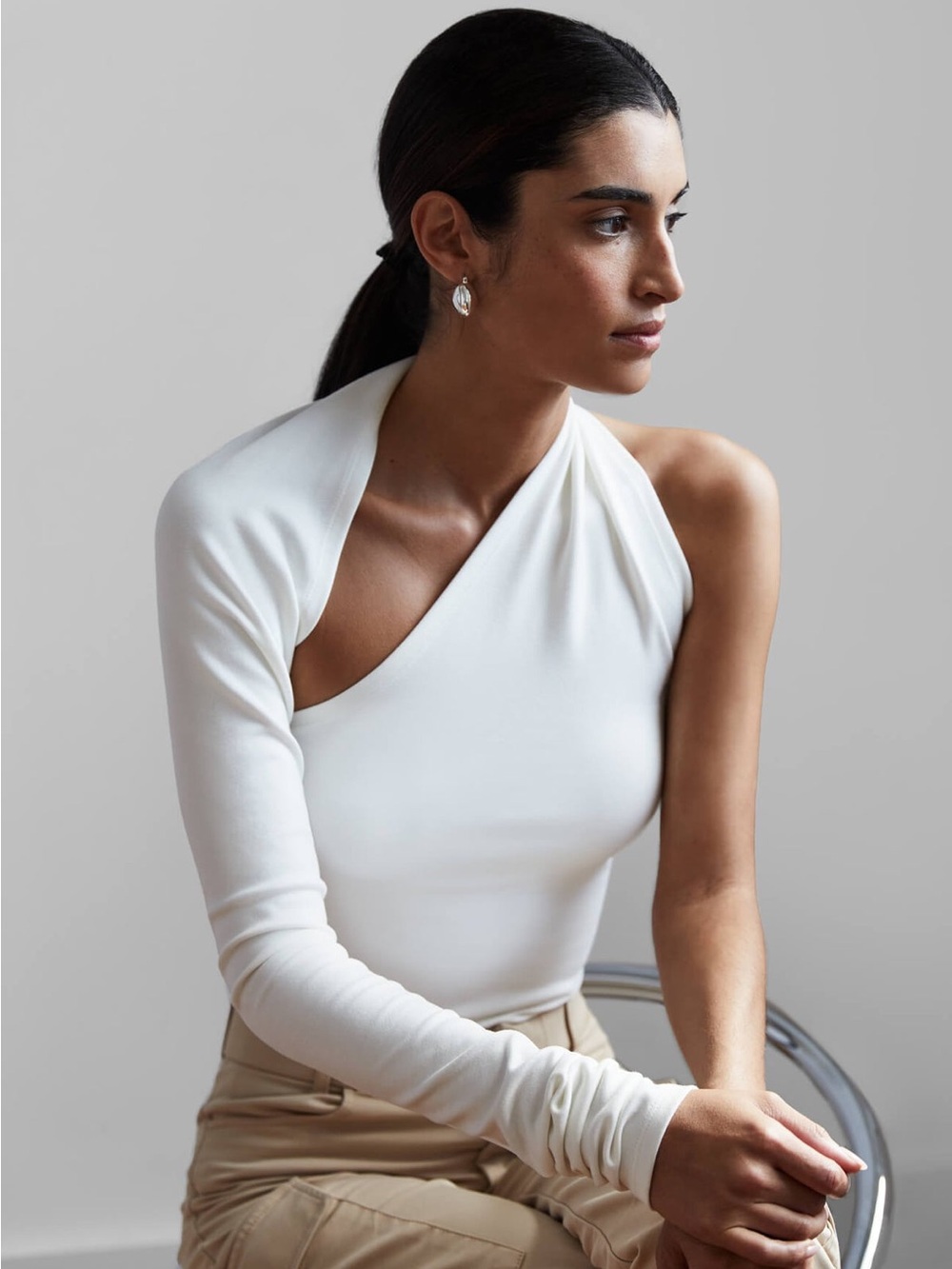 Marcella NYC Manhattan One Shoulder Top in off white NWOT